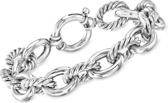 Ross-Simons Sterling Silver Alternating Twisted Oval-Link Bracelet
