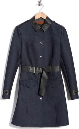 Longchamp Leather Trim Denim Coat at Nordstrom Rack, Size 4 Us / 36 Fr