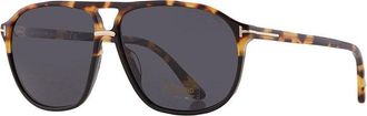 Tom Ford Sunglasses Aviator Full Rim, Black/havana Frame And Smoke Lens Ft102605A
