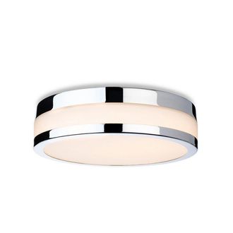 Netlighting Marnie 220cm LED Flush Ceiling Fitting Chrome with Opal White Glass IP44
