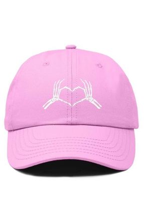 Dalix Skeleton Heart Embroidered Dad Hat in Light Pink at Nordstrom