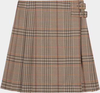Burberry Odessa Check Wool Mini Skirt