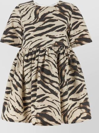 Ganni denim dress zebra pattern short sleeves