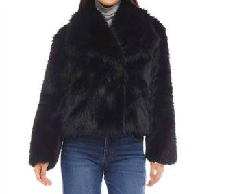 Karen Kane Flanna Faux Fur Coat In Black