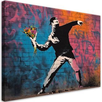 Artgeist Quadro su tela, Banksy Flower Thrower - 100x70