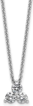 Diamond2Deal 14K Gold 3/8 Ct Lab Grown Diamond Three Stone Necklace 18 Clarity VS, Color D-E