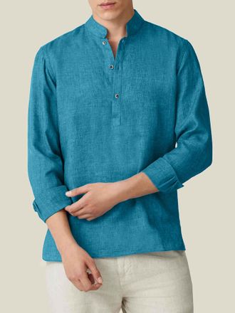 Luca Faloni Blue Lagoon Linen Forte Shirt