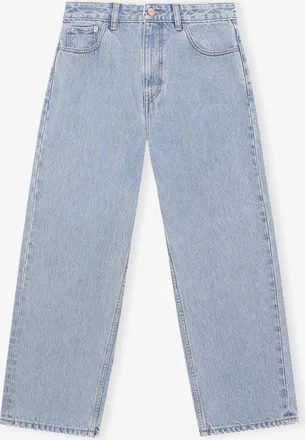 Ganni Blue Misy Cropped Jeans in Rigid Denim - Size 24W/32L Organic Cotton