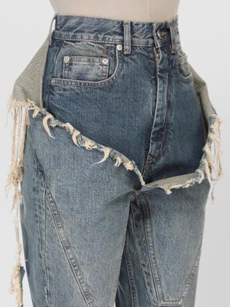 Rick Owens drop crotch denim cargo trousers wide leg