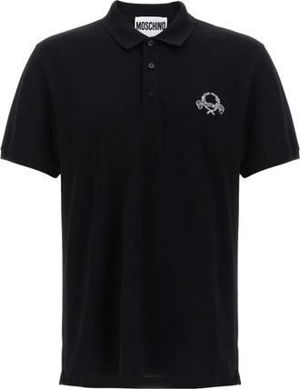 Moschino Cotton Piquet Polo Gans Borduursel - Heren - Polos - Zwart - XL - Katoen - Tops