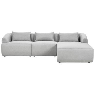 Beliani Beliani - Sof&aacute; Esquinero Minimalista Moderno Izquierdo Tapizado De Tela Cojines Adicionales 3 Plazas Gris Svansele