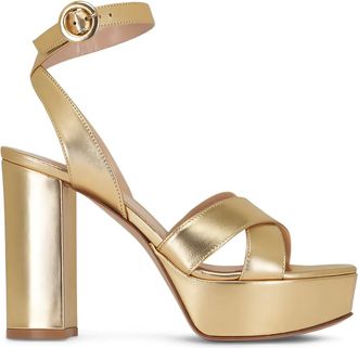 Gianvito Rossi Sabrina Mekong cross-over platform sandals - women - Calf Leather/Calf Leather/Calf Leather - 40 - Gold