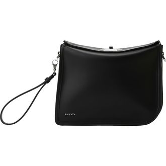 Lanvin Compagnon Asymmetrical Leather Clutch Bag in Black at Nordstrom