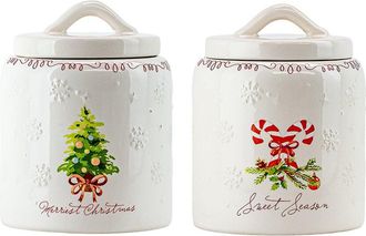 10 Strawberry Street Set Of 2 Sweet Christmas Milk Can Canister