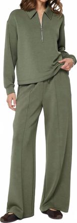 Current Air Collared Half-Zip Pullover Sweatshirt In Olive
