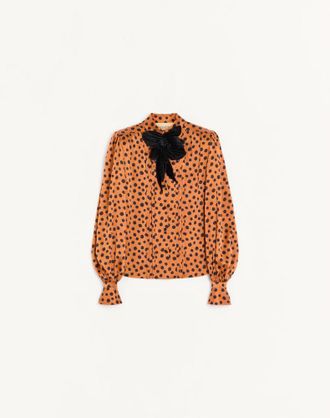 Valentino Crepe Satin Shirt With Plus De Pois Dalmata Print Wo