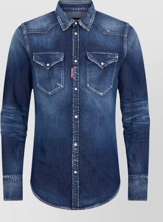 Dsquared2 western shirt faded wash chest pockets yoke