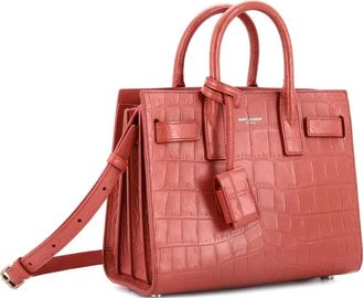 Saint Laurent Sac de Jour NM Bag Crocodile Embossed Leather Nano satchel - Rosa