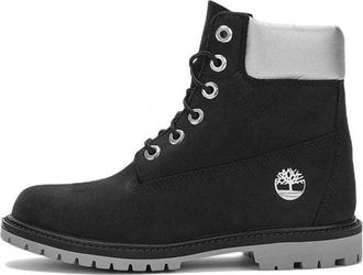 Timberland (WMNS) Timberland 6 Inch Heritage Cupsole Waterproof Boots Black Nubuck with Silver Collar A5MAVW