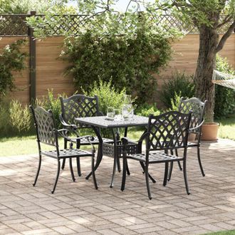 vidaXL 5 Piece Garden Dining Set - Black Cast Aluminium vidaXL