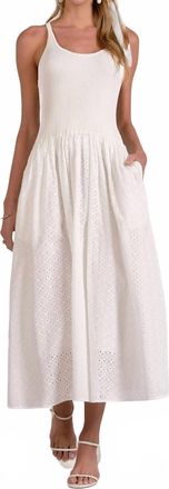 Elan Mixed Media Midi Dress In White