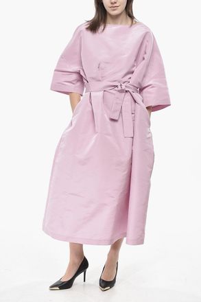 Super Blond Silk Organza Kaftan With Belt Super Blond