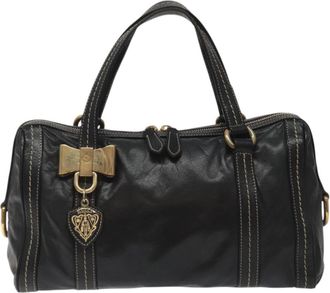 Gucci Duchessa Boston Bag Leather Black Leather Handbag (Pre-Owned)