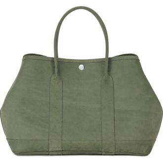 Ezra Arthur Audrey Velvet Leather Tote Bag in Moss at Nordstrom