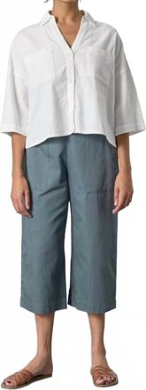 Bibico Anna Wide-Leg Culottes Pants In Striped Slate