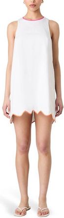 French Connection Alexis Scalloped Hem Minidress in Summer White/Orange/Pink at Nordstrom, Size X-Large