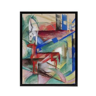 Artery8 Landscape Animals Abstract Franz Marc Vintage Framed Canvas Wall Art | Size: W24 x H32