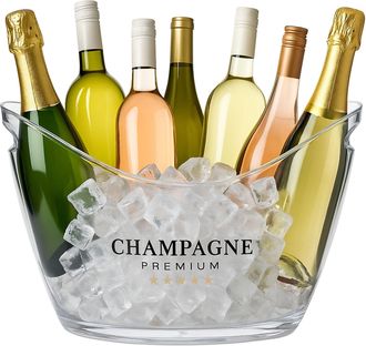 Relaxdays 2 X Cubiteras Para Bebidas Con Asas, 8 L, Enfriadores De Botellas Para Cava, Champ&aacute;n Y Vino, Pl&aacute;stico, Transparente