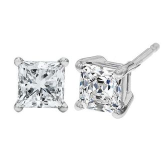 House of Brilliance 14K White Gold 1/2 Ct Princess Lab Grown Diamond Solitaire Stud Earrings at Nordstrom