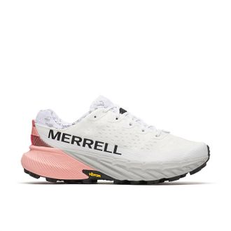 Merrell Womens Agility Peak 5 Trail Running Shoes In White/soft Coral