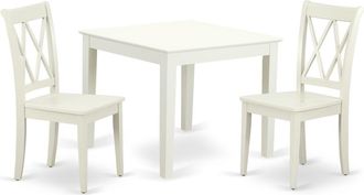 East West Furniture Dining Room Set Linen White, OXCL3-LWH-W