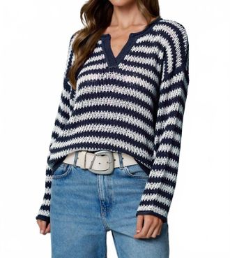 Blu Pepper Striped And Beautiful Sweater In Navy