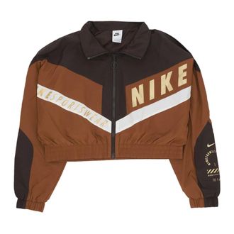 Nike Velvet Brown Woven Jacket with High Collar