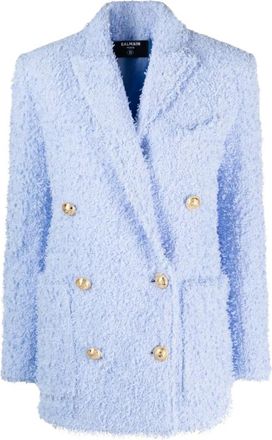 Balmain Blazer in Tweed a 6 Bottoni - - Jackets - Donna - Blu - L