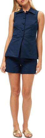 Trina Turk Follow Through Collared Vest Top in Ink at Nordstrom, Size 12
