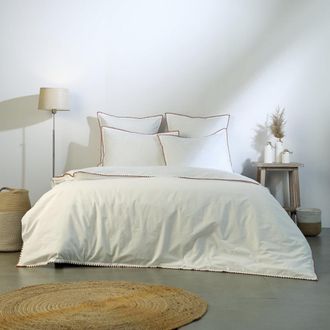 Febronie Juego de cama (65x65) percal de algod&oacute;n blanco / rojo 240x220