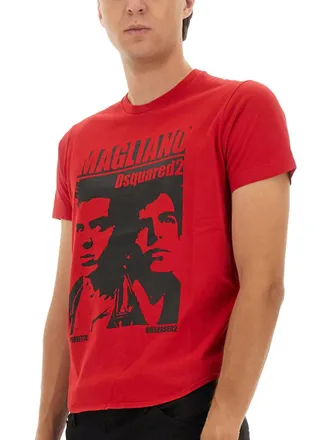 Dsquared2 Print Cotton T-Shirt - Red