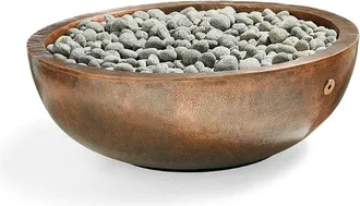 Frontgate Hammered Copper Fire Pit Stainless Steel Cover - Gray - Frontgate