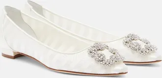 Manolo Blahnik Hangisi embellished organza ballet flats