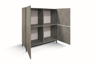 Konte Design Aparador de madera acabado gris, superficie con efecto m&aacute;rmol, 136x50