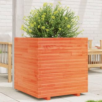 Berkfield Home Garden Planter Wax Brown 70x70x72 cm Solid Wood Pine | Size: 70 x 70 x 72 cm
