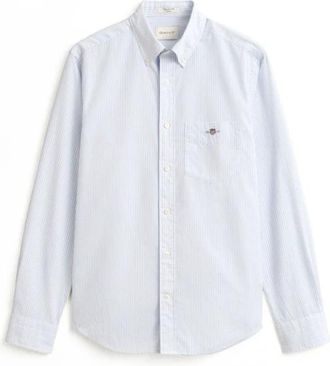 GANT Klassiek Regular Gestreept Poplin Overhemd - Heren - Overhemden - Blauw - Maat: M Katoen
