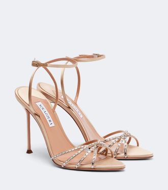 Aquazzura Mules Tell Me in grosgrain con cristalli