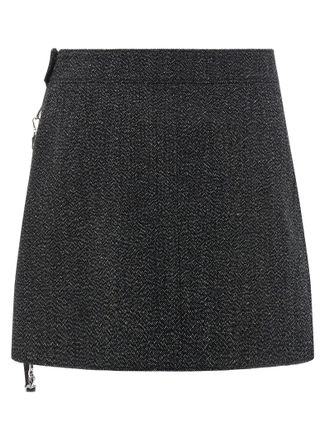 Courr&egrave;ges Wool M&eacute;lange Zipped Skirt - Charcoal