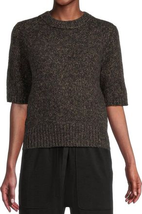 Lilla P Marled Short Sleeve Top In Black Marl