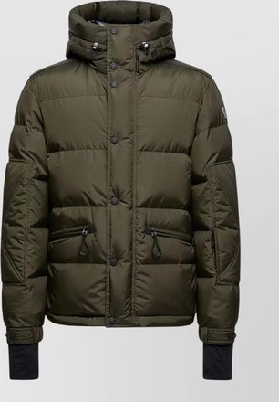 Moncler hooded down jacket quilted zip pockets